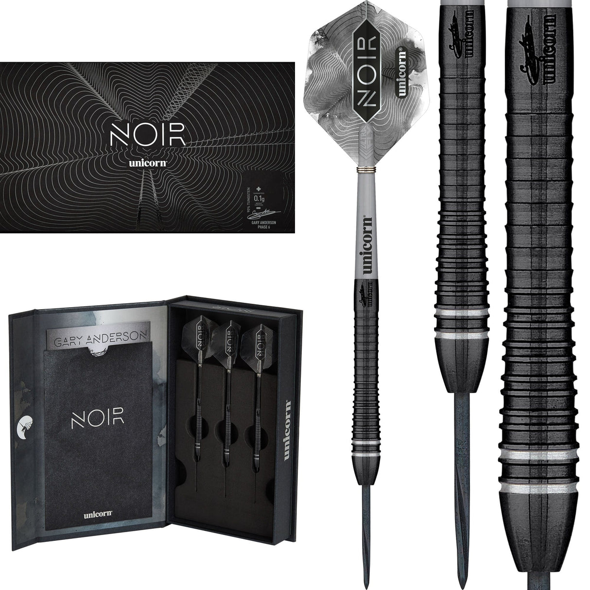 Unicorn Gary Anderson Darts - Steel Tip - The Flying Scotsman - Noir Organic - Phase 6