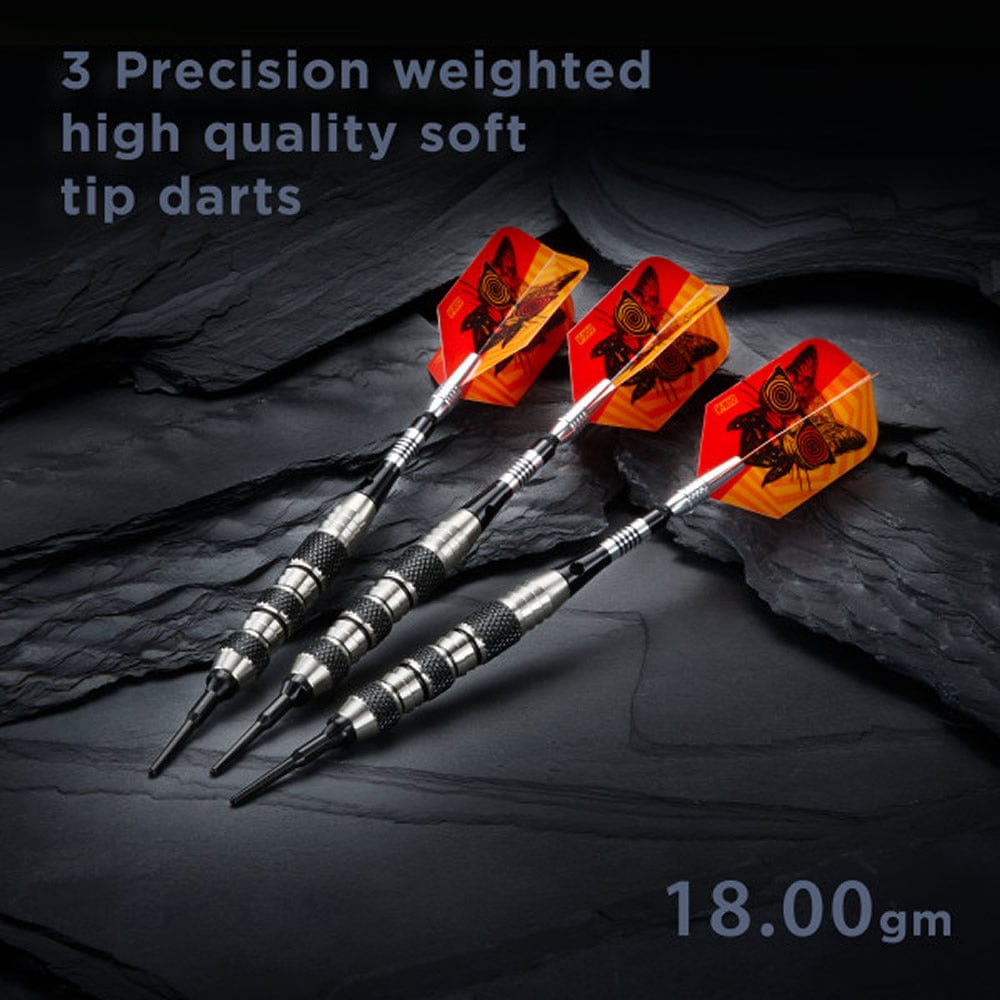 Viper The Freak Darts - Soft Tip - Nickel Silver - with Spinster Shafts - F1 - Black Tri-Knurl 18g