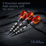 Viper The Freak Darts - Soft Tip - Nickel Silver - with Spinster Shafts - F1 - Black Tri-Knurl 18g