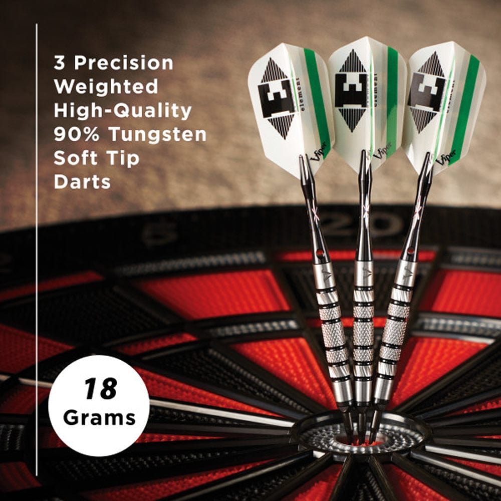 Viper Element Darts - Soft Tip - 90% - inc Extras - E1 - Centre-Knurl - Black Ring 18g