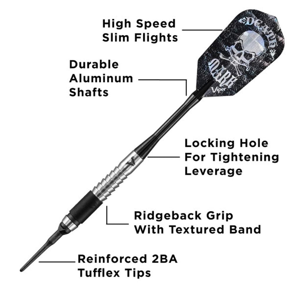 Viper Desperado Darts – Soft Tip – 80 % – inkl. Extras – D2 – Micro Grip – Schwarz