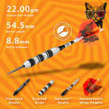 Viper The Freak Darts - Steel Tip - Nickel Silver - with Spinster Shafts - F1 - Black Tri-Knurl 22g