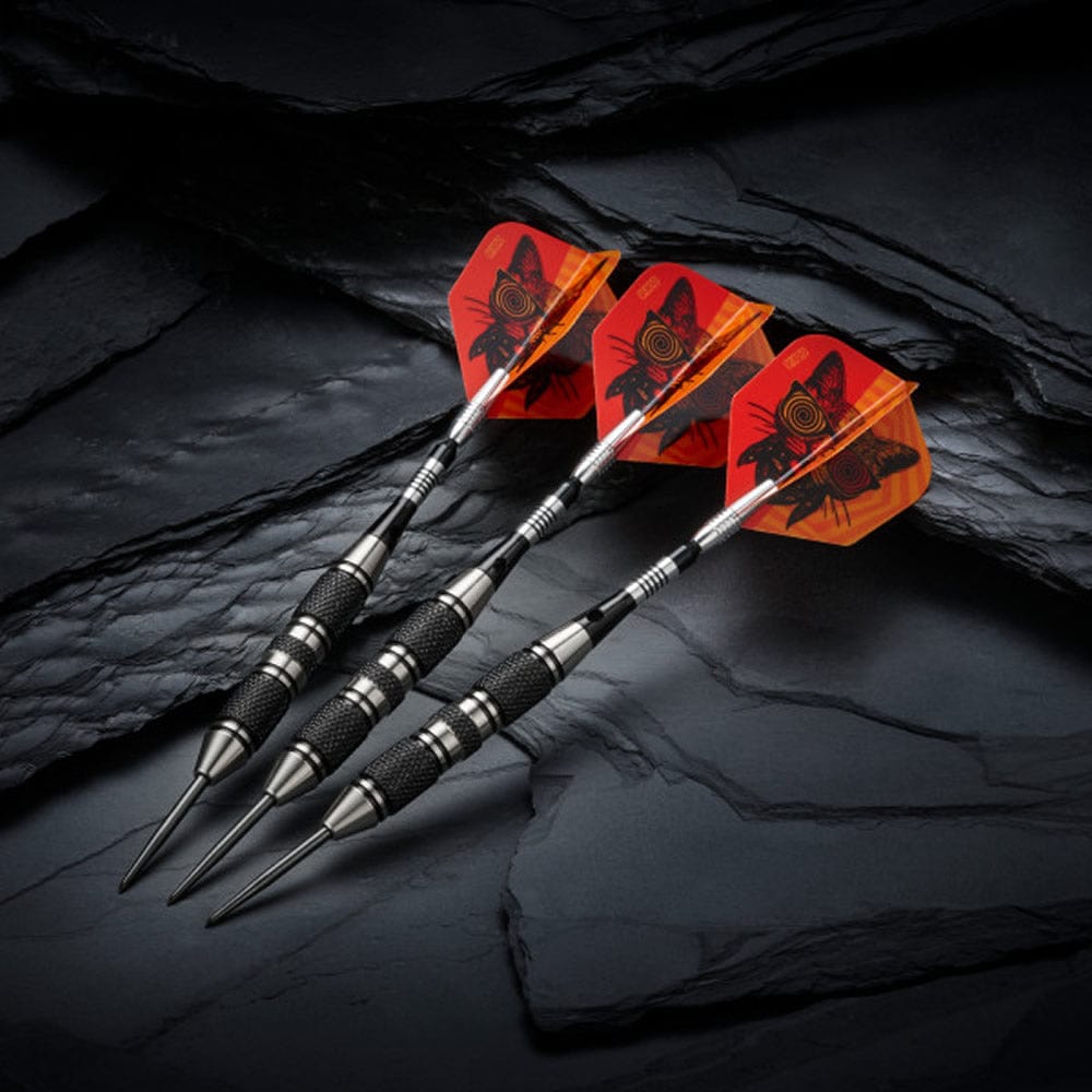 Viper The Freak Darts – Stahlspitze – Neusilber – mit Spinster-Schäften – F2 – Schwarze Doppelrändelung