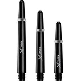 XQMax Dartschäfte aus Polycarbonat – einfarbig mit Logo – inklusive Federn – Schwarz