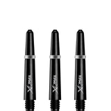 XQMax Dartschäfte aus Polycarbonat – einfarbig mit Logo – inklusive Federn – Schwarz