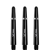 XQMax Dartschäfte aus Polycarbonat – einfarbig mit Logo – inklusive Federn – Schwarz