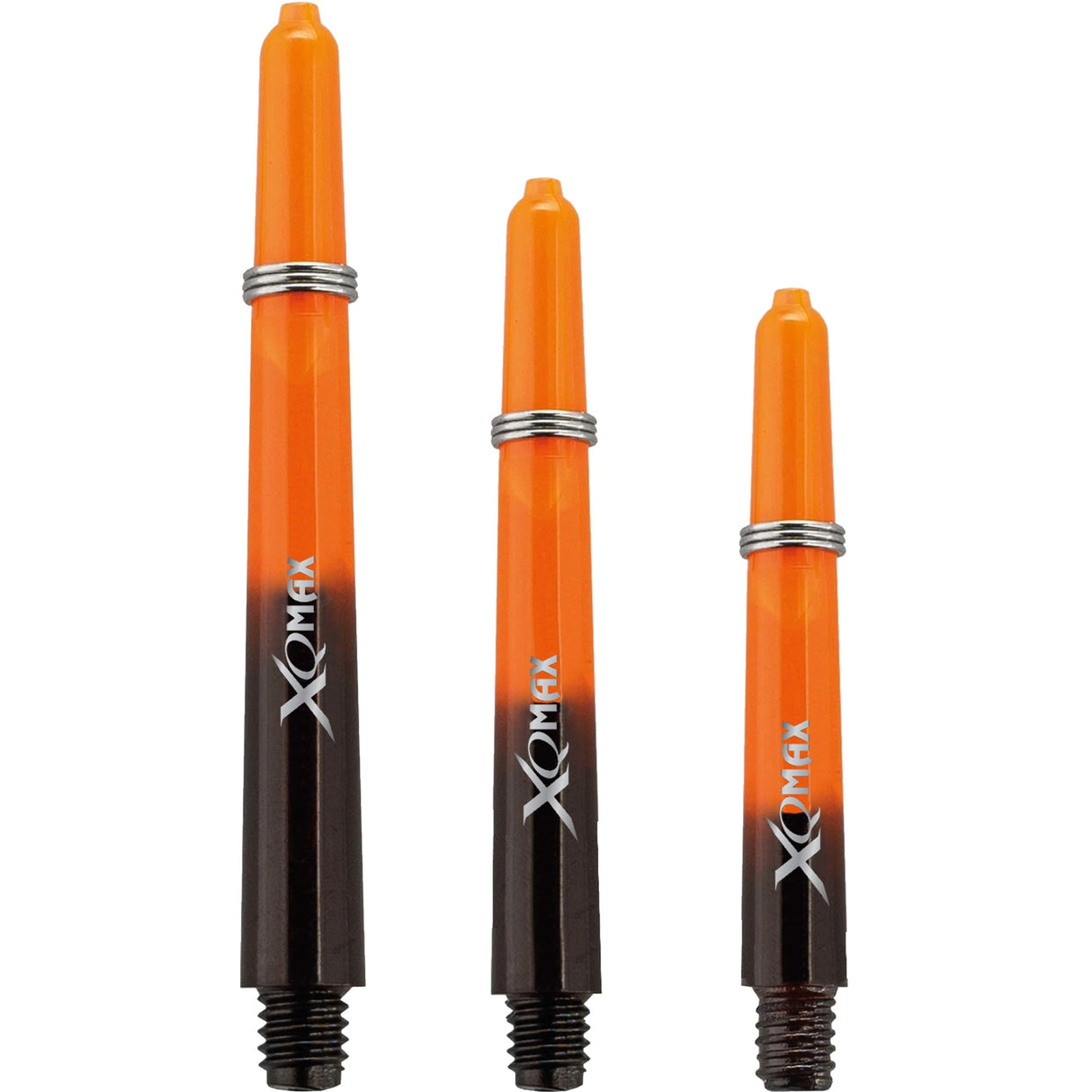 XQMax Gradient Polycarbonat-Dartschäfte – mit Logo – inklusive Federn – Schwarz und Orange
