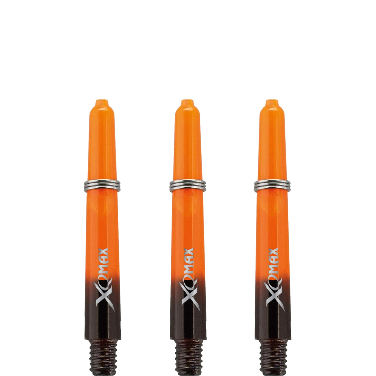 XQMax Gradient Polycarbonat-Dartschäfte – mit Logo – inklusive Federn – Schwarz und Orange