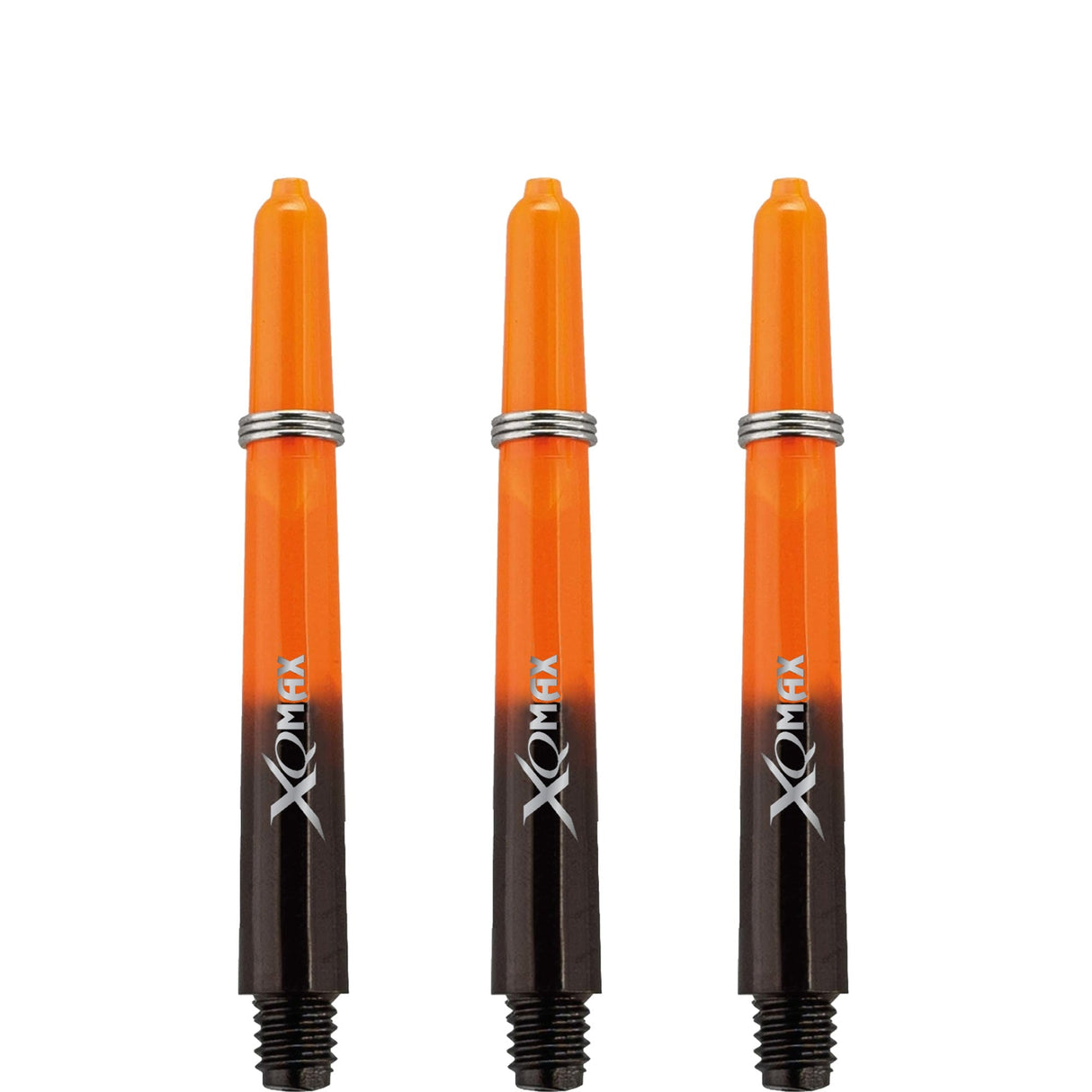 XQMax Gradient Polycarbonat-Dartschäfte – mit Logo – inklusive Federn – Schwarz und Orange