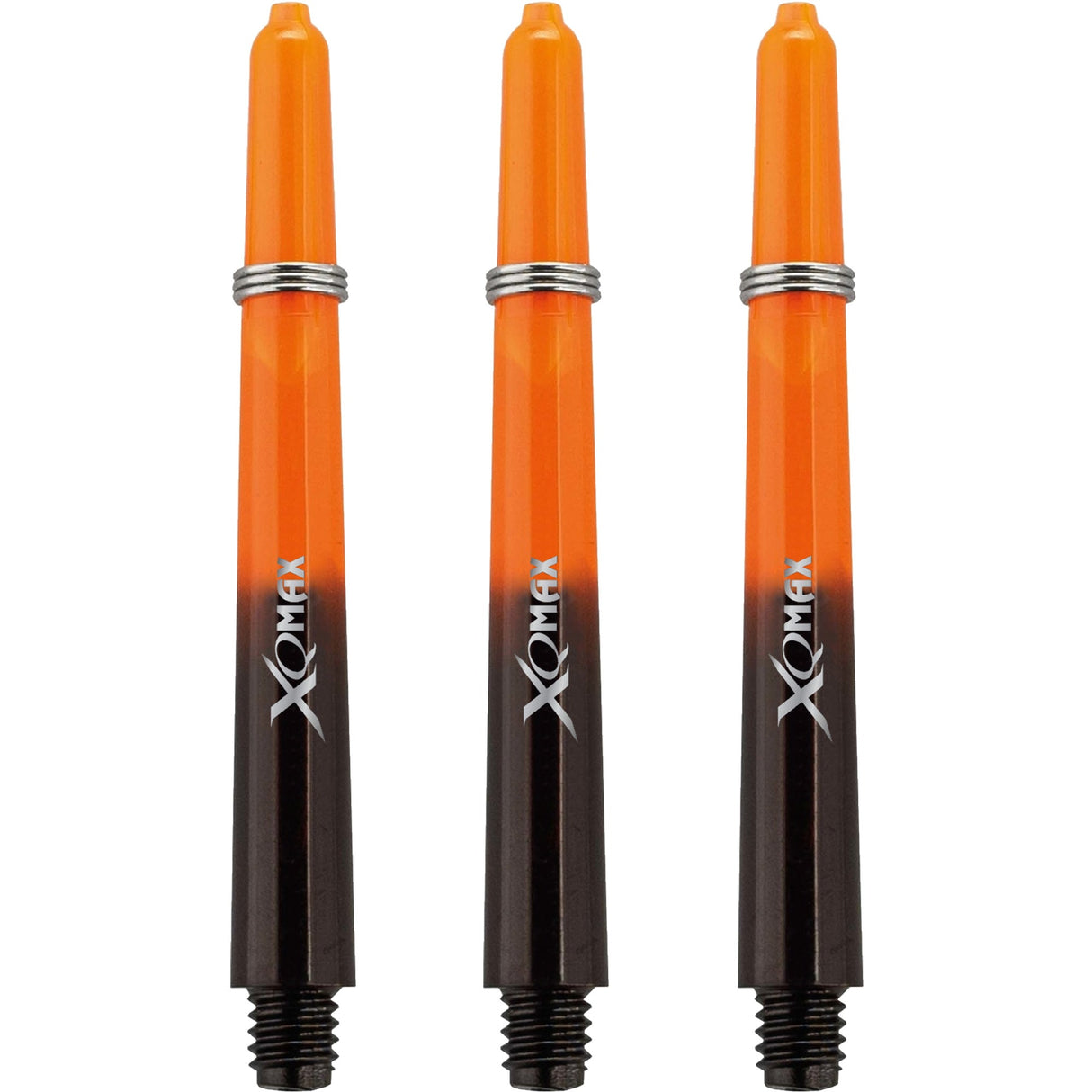 XQMax Gradient Polycarbonat-Dartschäfte – mit Logo – inklusive Federn – Schwarz und Orange