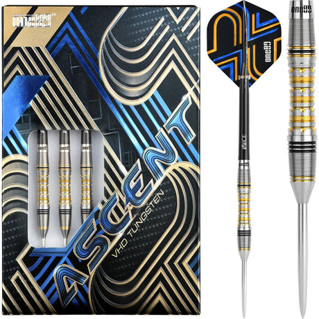 One80 Ascent Darts - Steel Tip - S04 - Black & Gold 22g