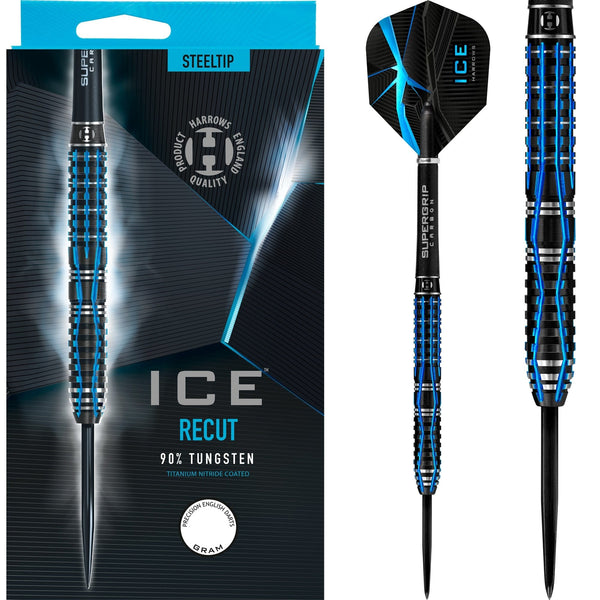 Harrows ICE Recut Darts - Steel Tip - Black & Blue
