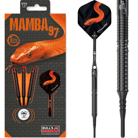 BULL'S Mamba 97 Darts - Soft Tip - M6 - Black Titanium 18g