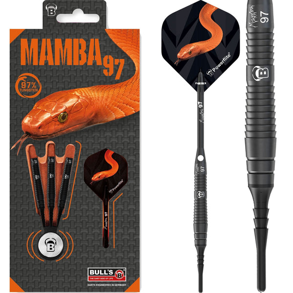 BULL'S Mamba 97 Darts - Soft Tip - M4 - Black Titanium