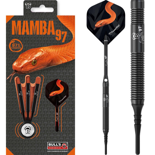 BULL'S Mamba 97 Darts - Soft Tip - M1 - Black Titanium 18g