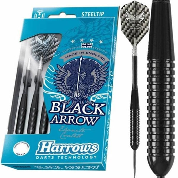 Harrows Black Arrow Darts - Steel Tip Ebonite Brass - Ringed - 21g