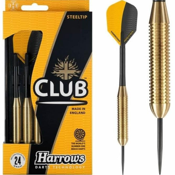 Harrows Club Brass Darts - Steel Tip - Solid Precision Brass - 24g
