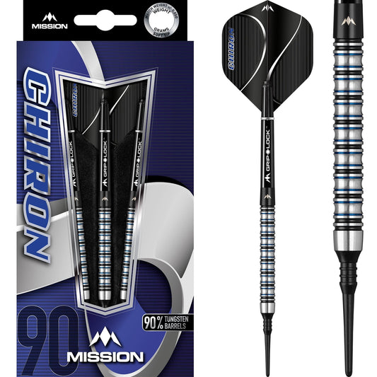 Mission Chiron Darts - Soft Tip - M1 - Electro Black & Blue 18g