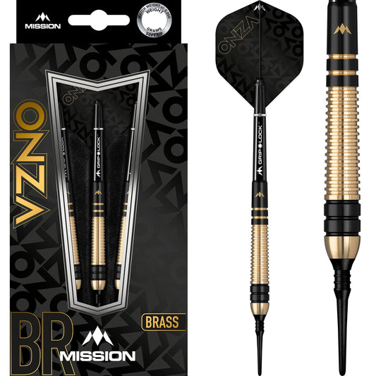 Mission Onza Darts - Soft Tip Brass - M2 - Black & Gold 18g