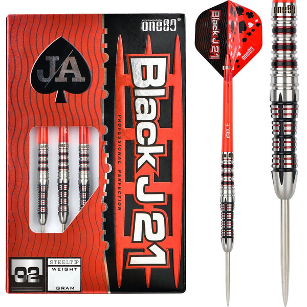 *One80 Black J21 Darts - Steel Tip - Model 02