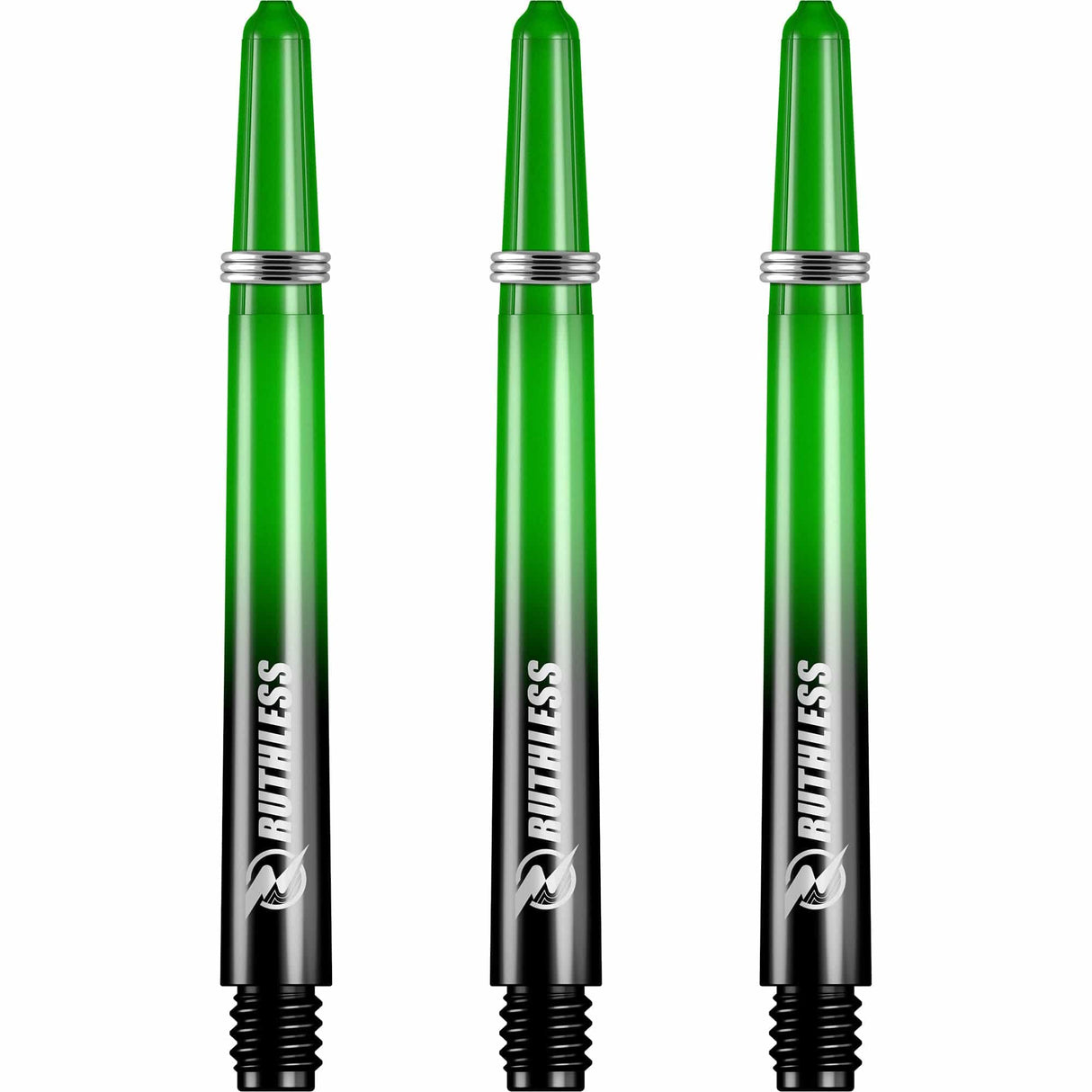Ruthless Deflectagrip Plus Dart Shafts - Polycarbonate Stems with Springs - Green Medium