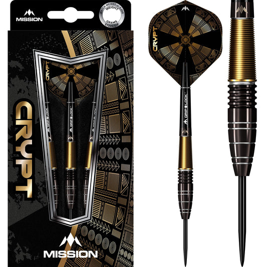 Mission Crypt Darts - Steel Tip - M1 - Black & Gold 22g