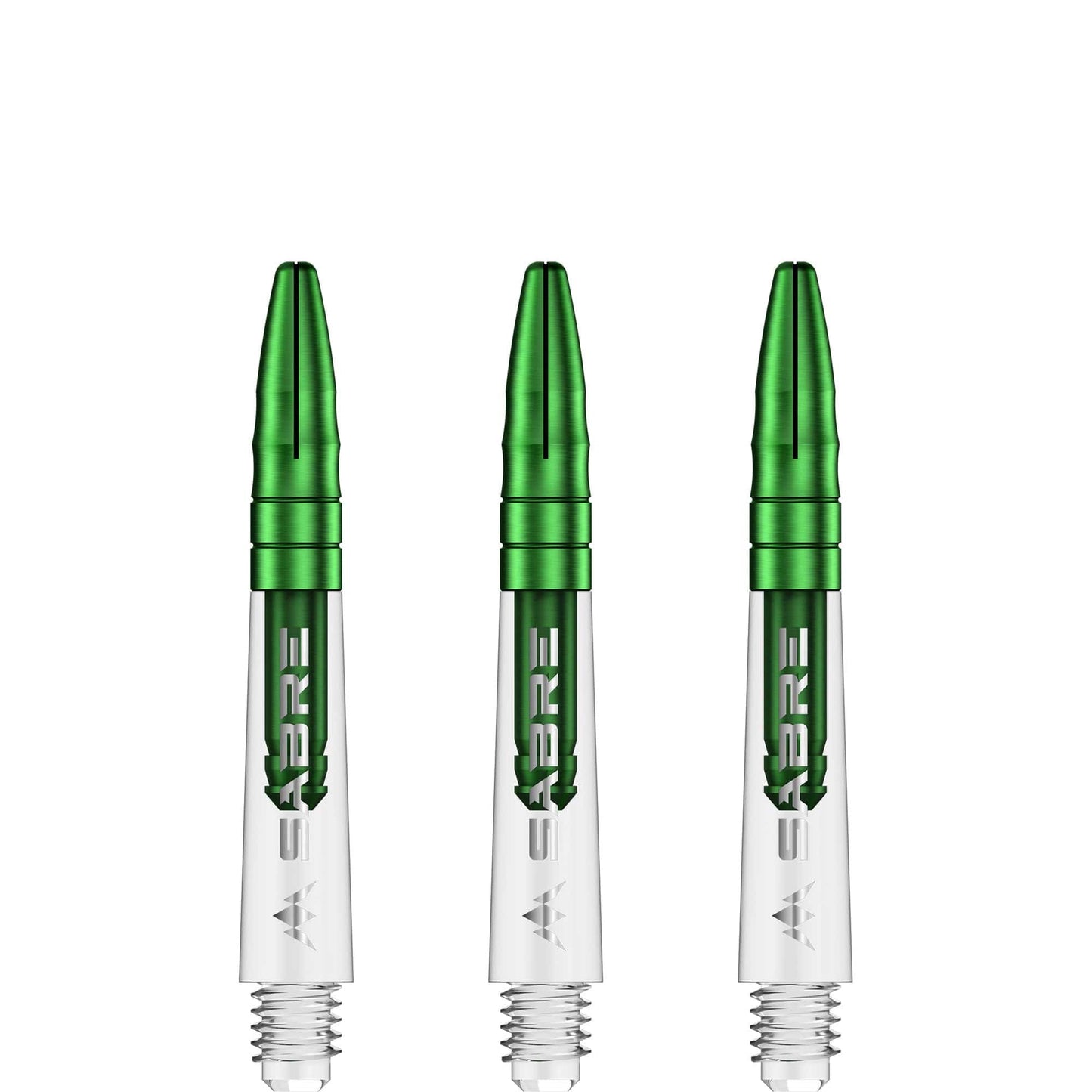 Mission Sabre Shafts - Polycarbonate Dart Stems - Clear - Green Top Short
