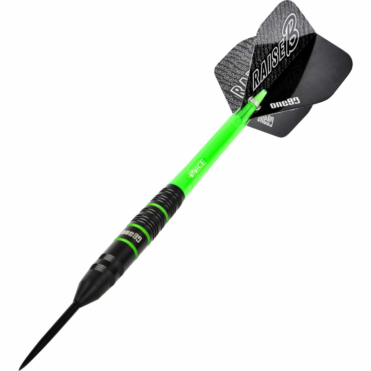 One80 Raise B Darts - Steel Tip - Black - Green Rings