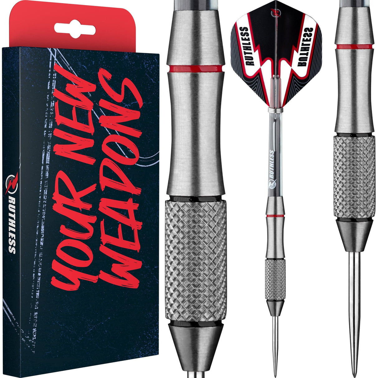 Ruthless Scallop Darts - Steel Tip - Front Knurl - Black & Red - 27g 27g